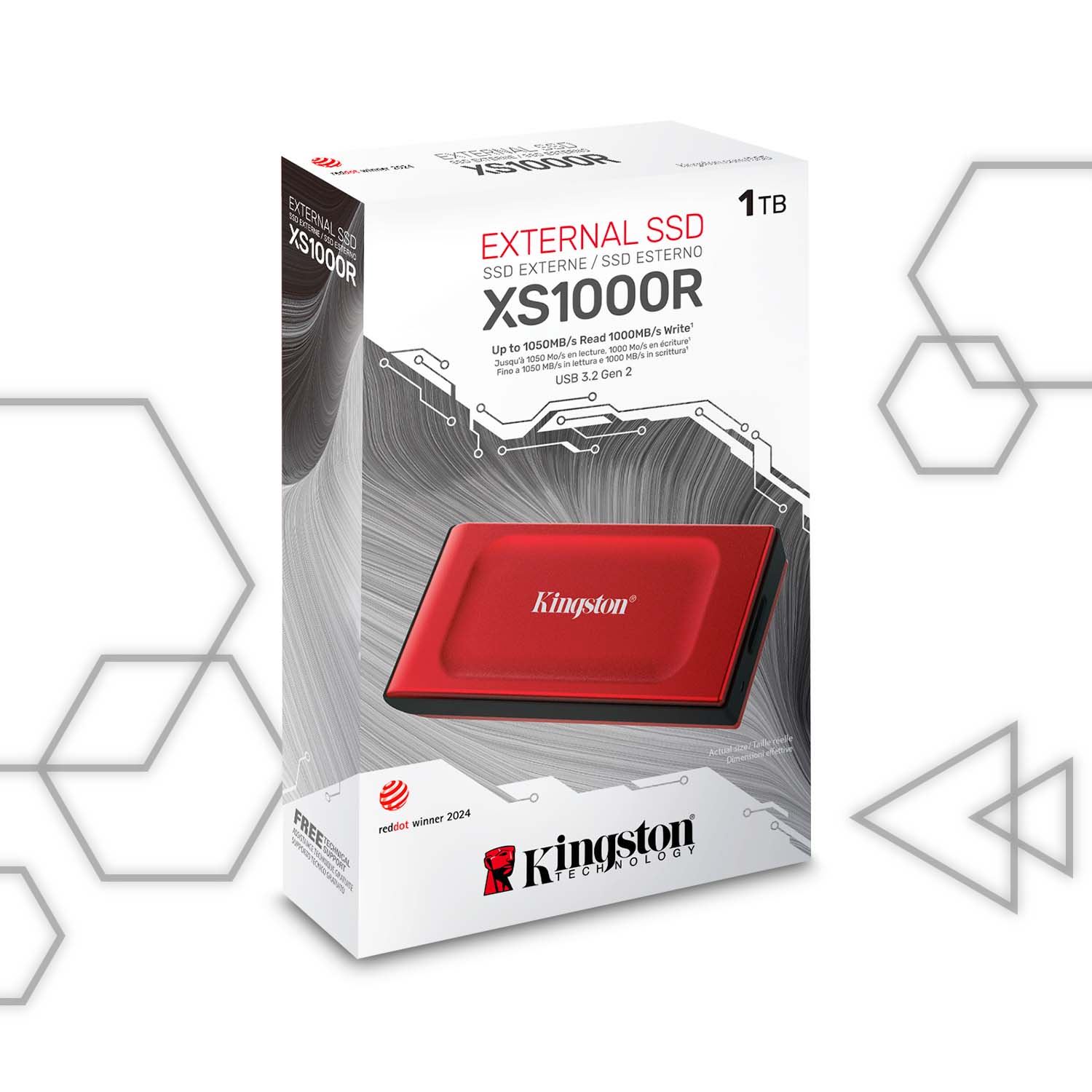 SSD Externo Kingston XS1000 1TB USB 3.2 Gen 2 Portátil Rojo